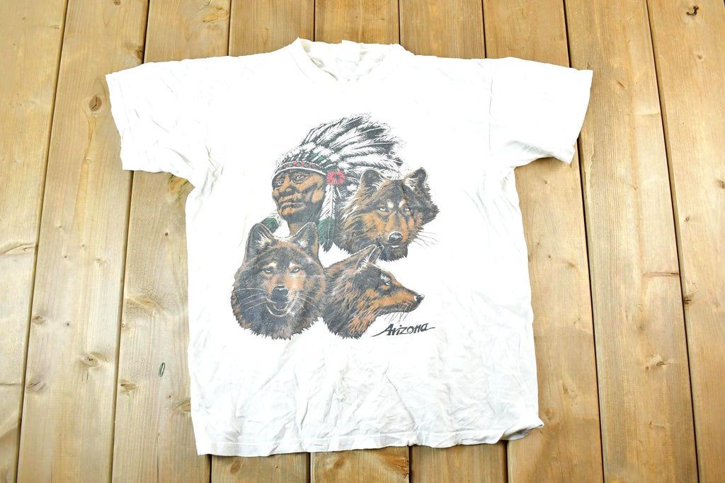 Vintage 1990s Arizona Triple Wolf Souvenir T-Shirt Mens M