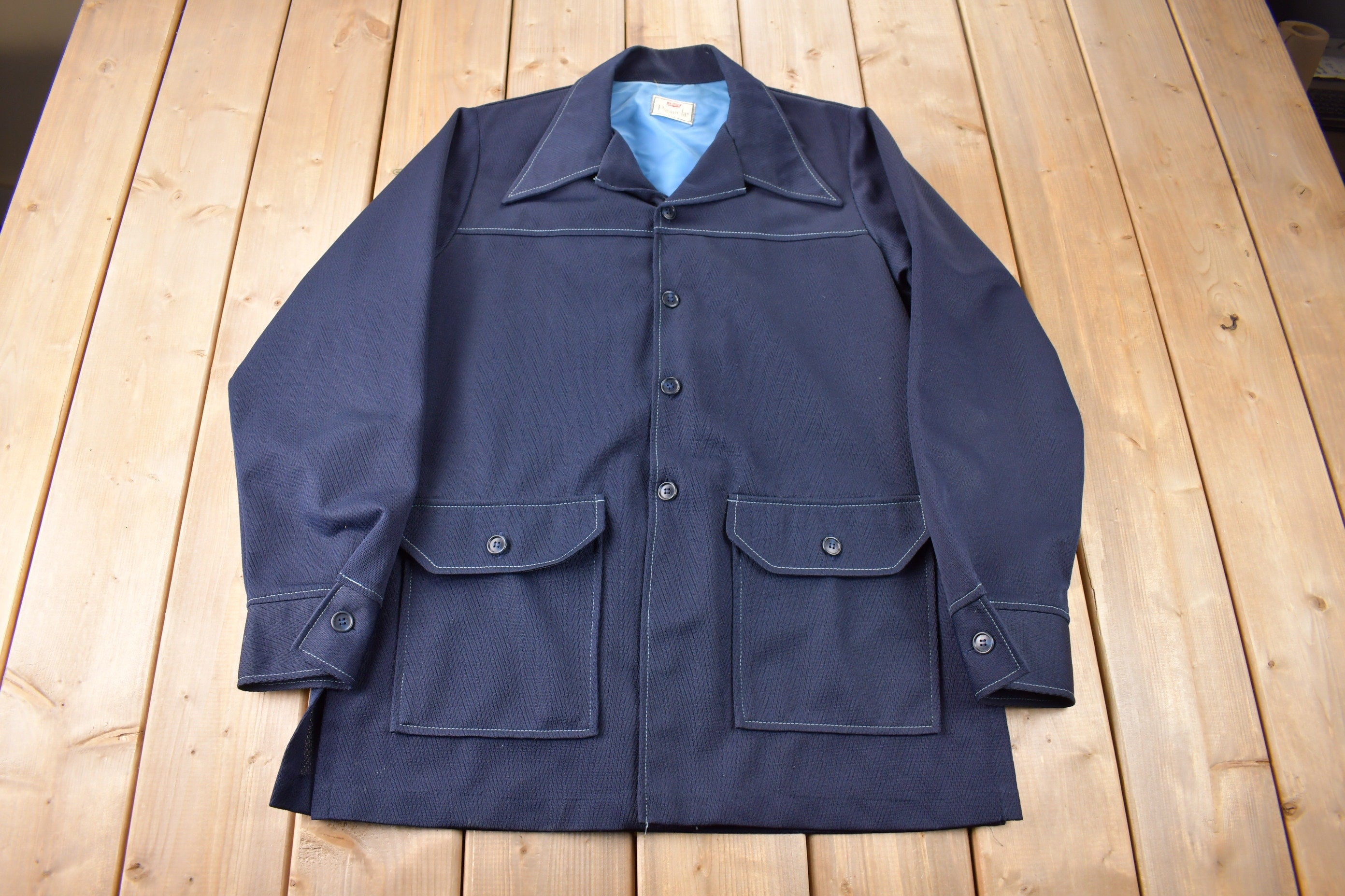 Vintage 1970s Levi's Panatela Tops Blue Western Style Button Up Shirt