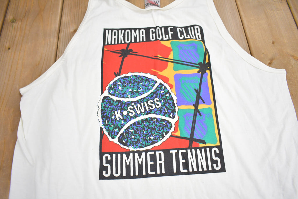 Vintage 1990s Nakoma Golf Club Tennis Graphic Tank Top Shirt