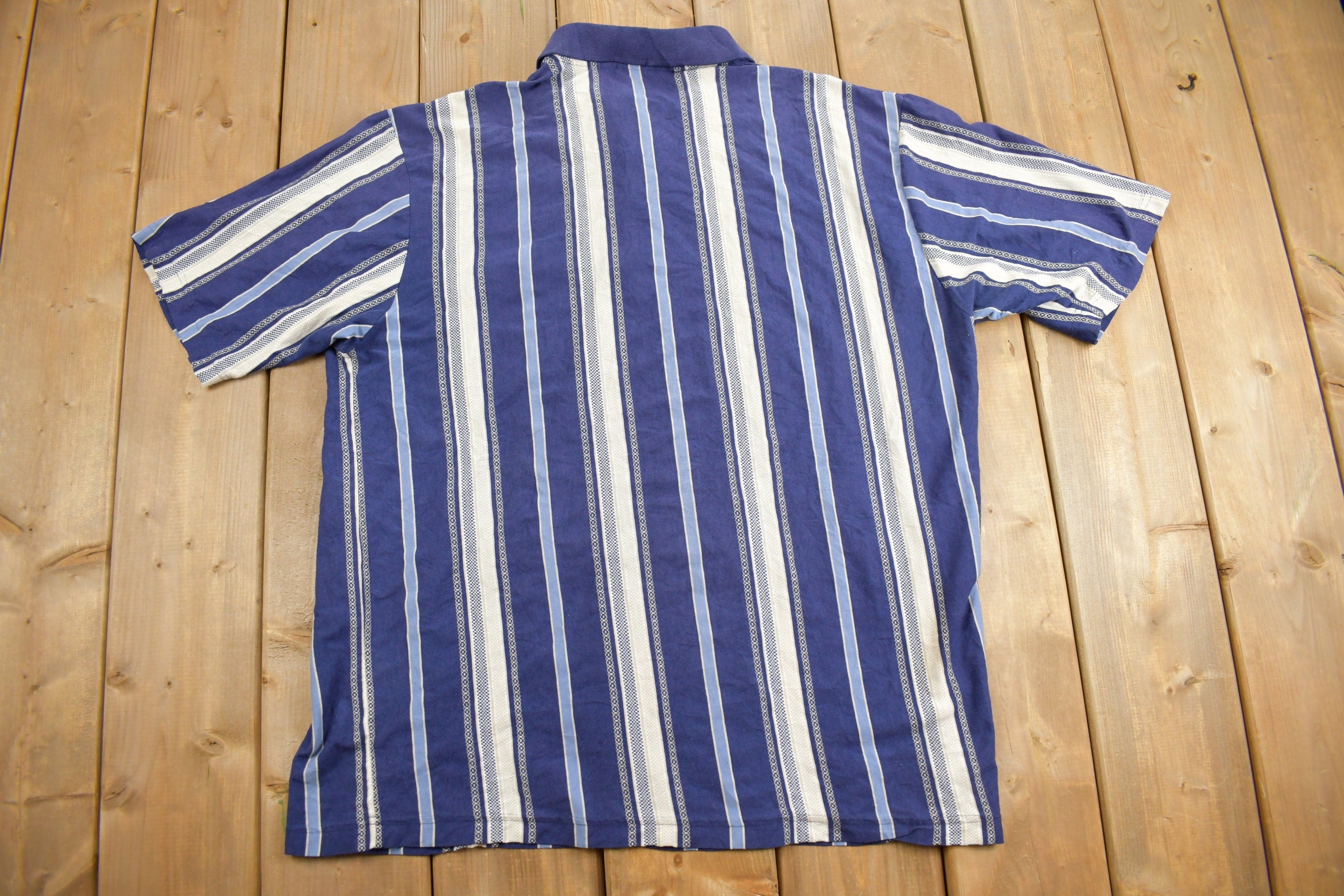 Vintage 1990s Classics By Palmland Striped Quarter Button Polo Shirt