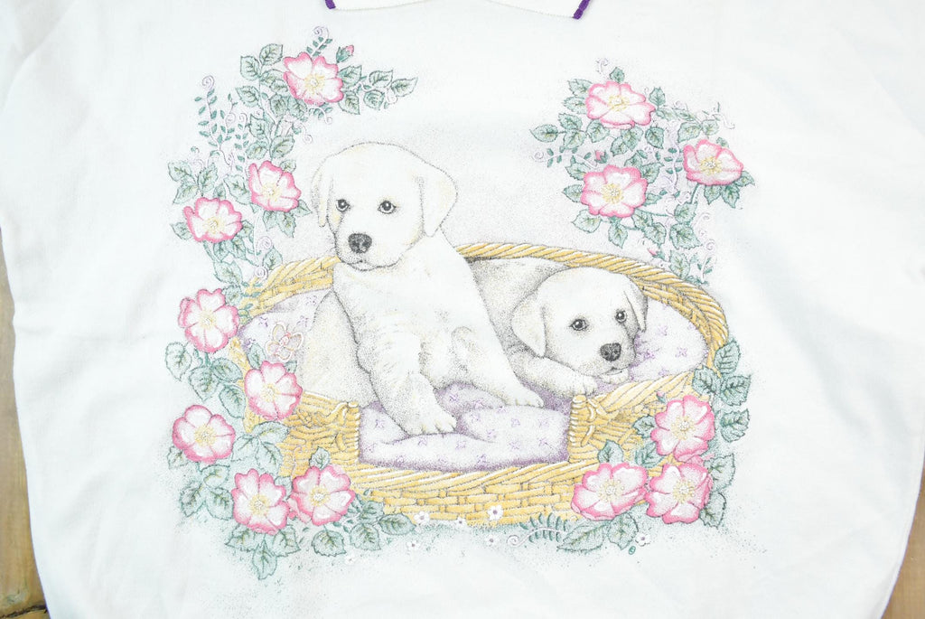 Vintage 1990s Cute Puppies Collared Crewneck Sweater