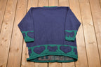 Vintage Cute teddy Bear Plaid V-Neck Knitted Sweater