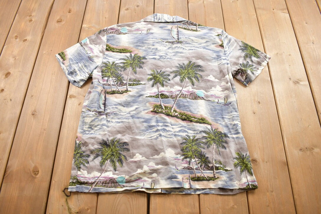 Vintage 1990s Tropical Beach Hawaiian Button Up Shirt  Made in Hawaii  All Over Pattern  Pattern  Casual Shirt  Essentials