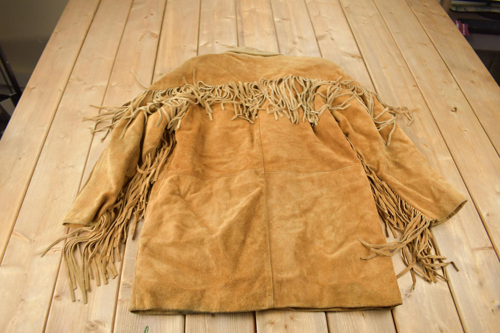 Vintage 1990s Niki Beige Suede Fringe Jacket