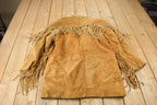 Vintage 1990s Niki Beige Suede Fringe Jacket