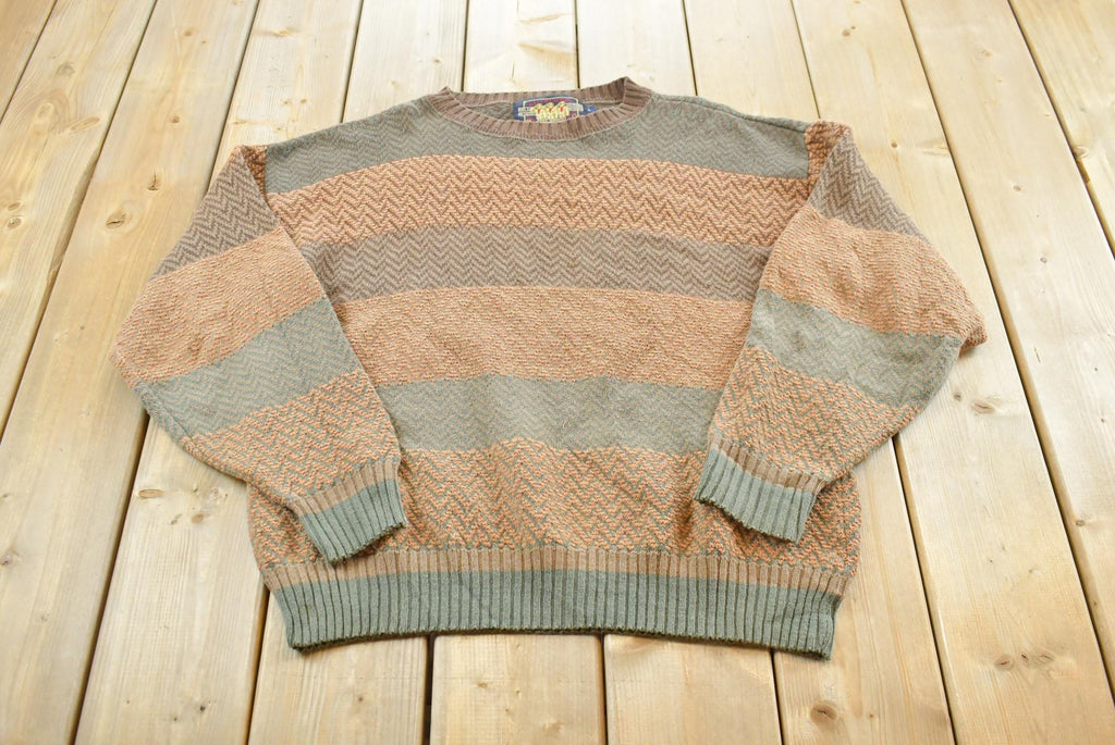Vintage 1990s Chaps Ralph Lauren Boy Scout Tag Striped Knit Sweater Men's L