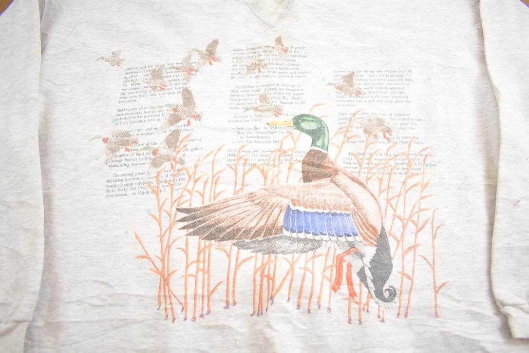 Vintage 1990s Duck Theme Outdoorsman Crewneck Sweatshirt Made In USA