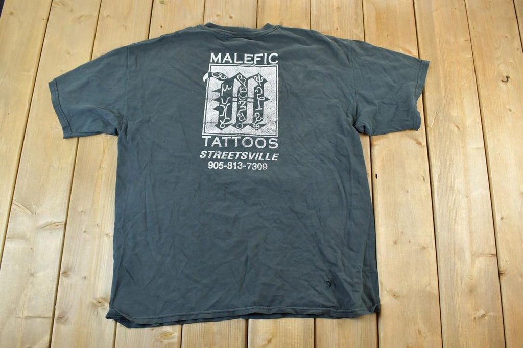 Vintage 1990s Baphomet Malefic Tattoos Streetsville Single Stitch T-Shirt