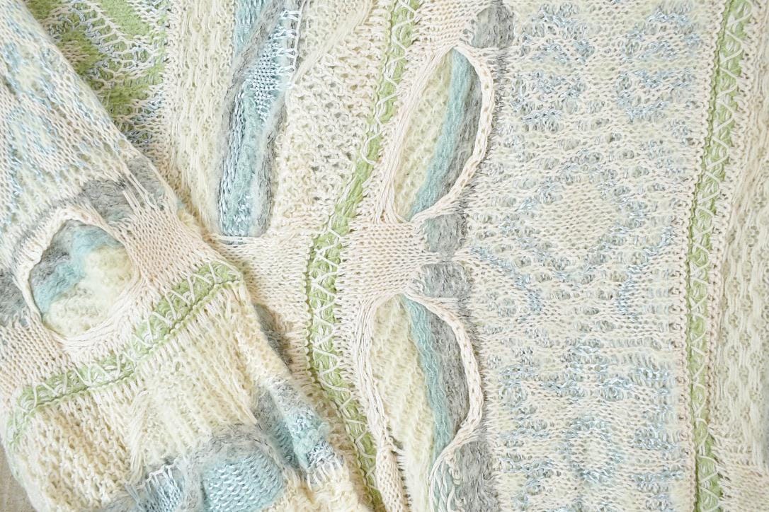 Vintage 1990s Coogi Made In Australia 3D knit 100% Cotton Abstract Pattern Crewneck Sweater