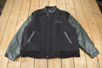 Vintage 1990s Jaguar Embroidered Leather & Wool Jacket Made In Canada Size XL