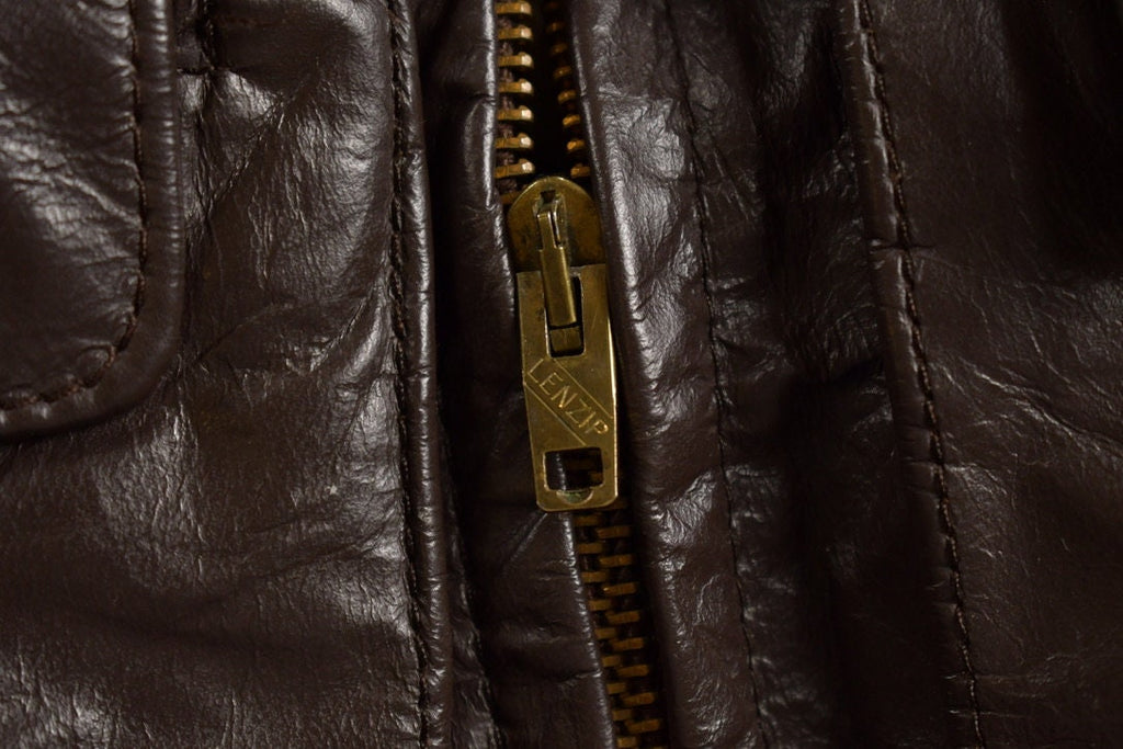 Vintage 1980s Sears The Leather Shop Leather Fur Shearling Collar Jacket