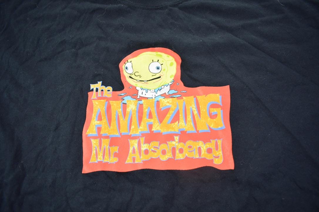 Vintage 2001 The Amazing Mr Absorberncy Sponge Bob long Sleeve Graphic T-Shirt