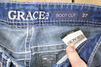 Vintage Deadstock Y2K Grace LA Bedazzled Low Rise Jeans Women's Size 27 x 29