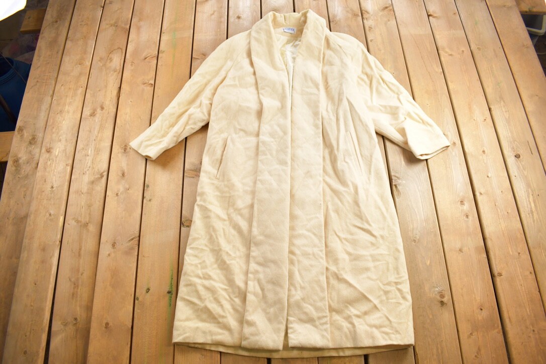 Vintage 1990s J. G. Hook White Wool Overcoat