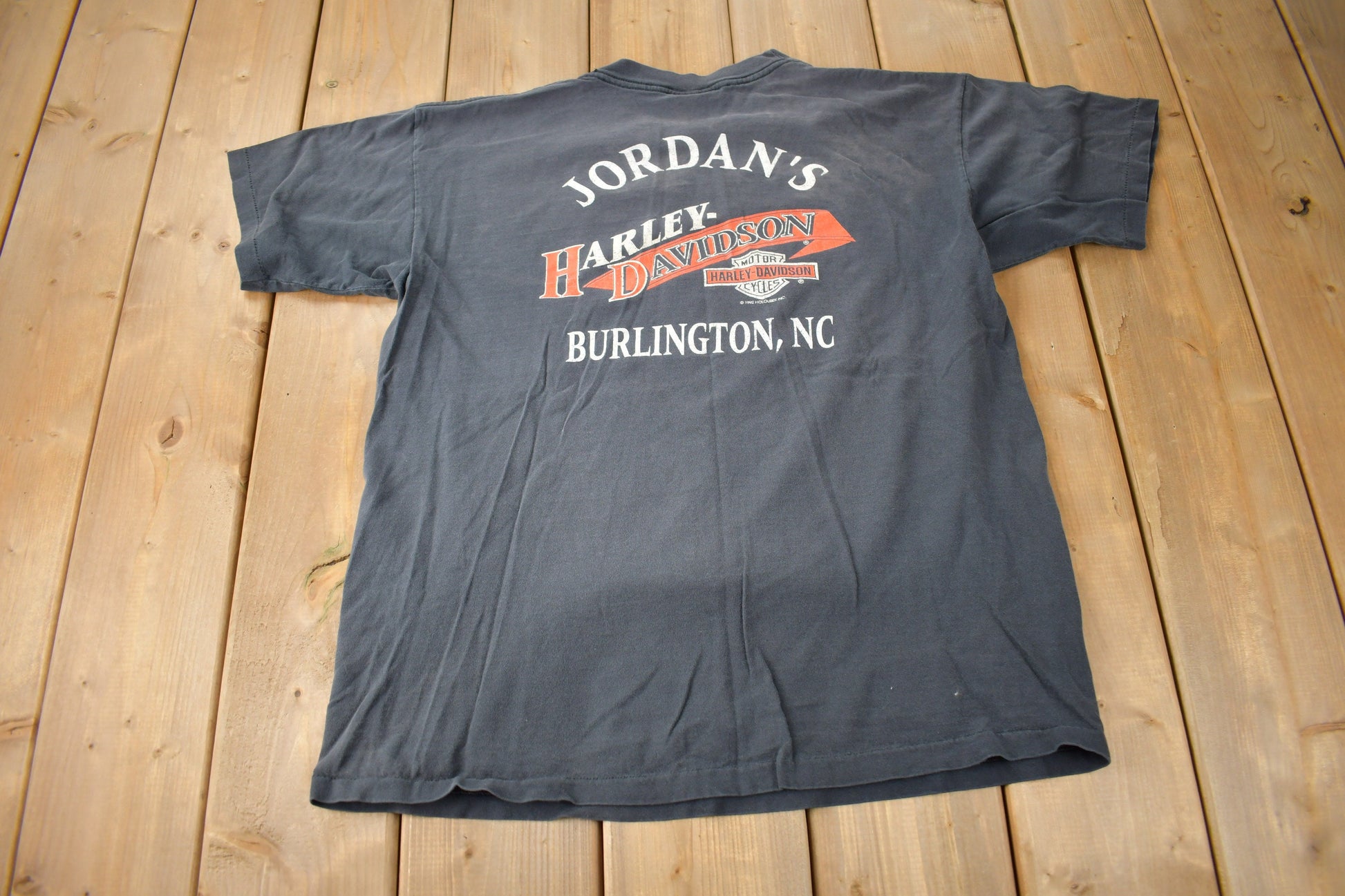 Vintage 1992 Jordan's Harley Davidson Burlington NC Single Stitch Graphic T-Shirt Made In USA