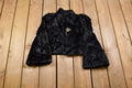 Vintage 1980s Cropped Black Rabbit Fur Coat