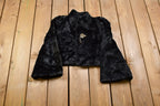 Vintage 1980s Cropped Black Rabbit Fur Coat