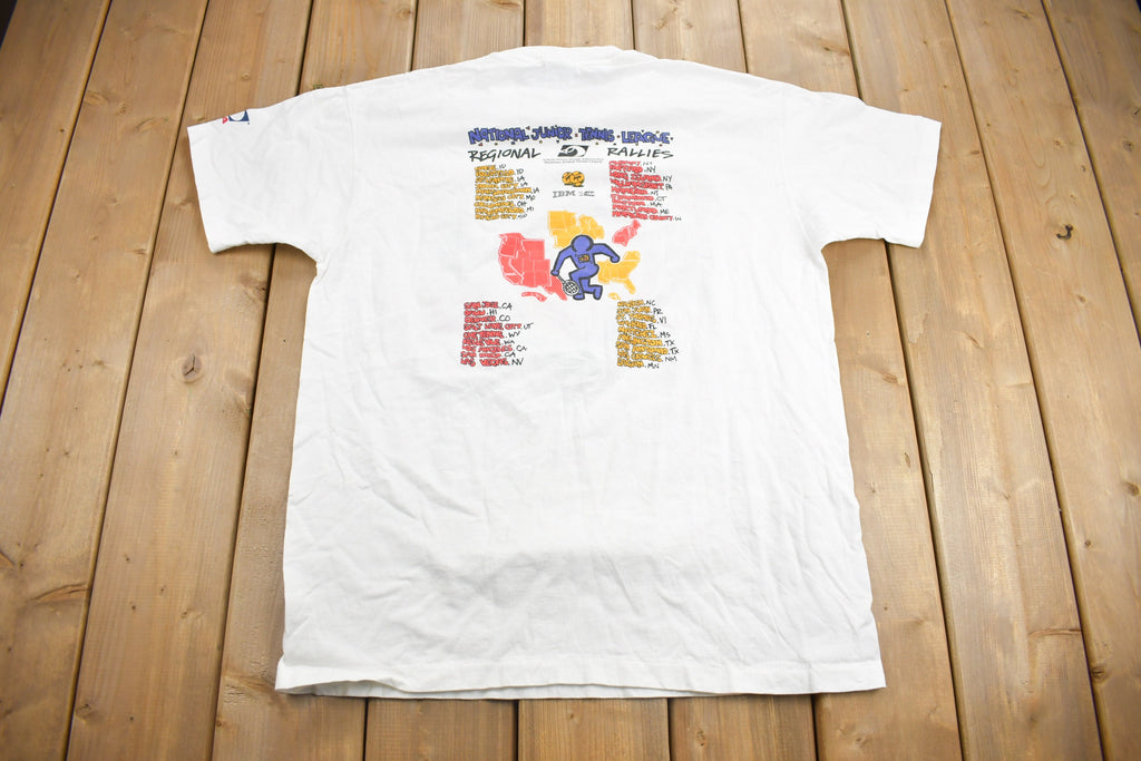 Vintage 1990s National Junior Tennis Leauge Graphic T Shirt / Vintage Keith Haring / Streetwear / Graphic Tee / Single Stitch / Made In USA