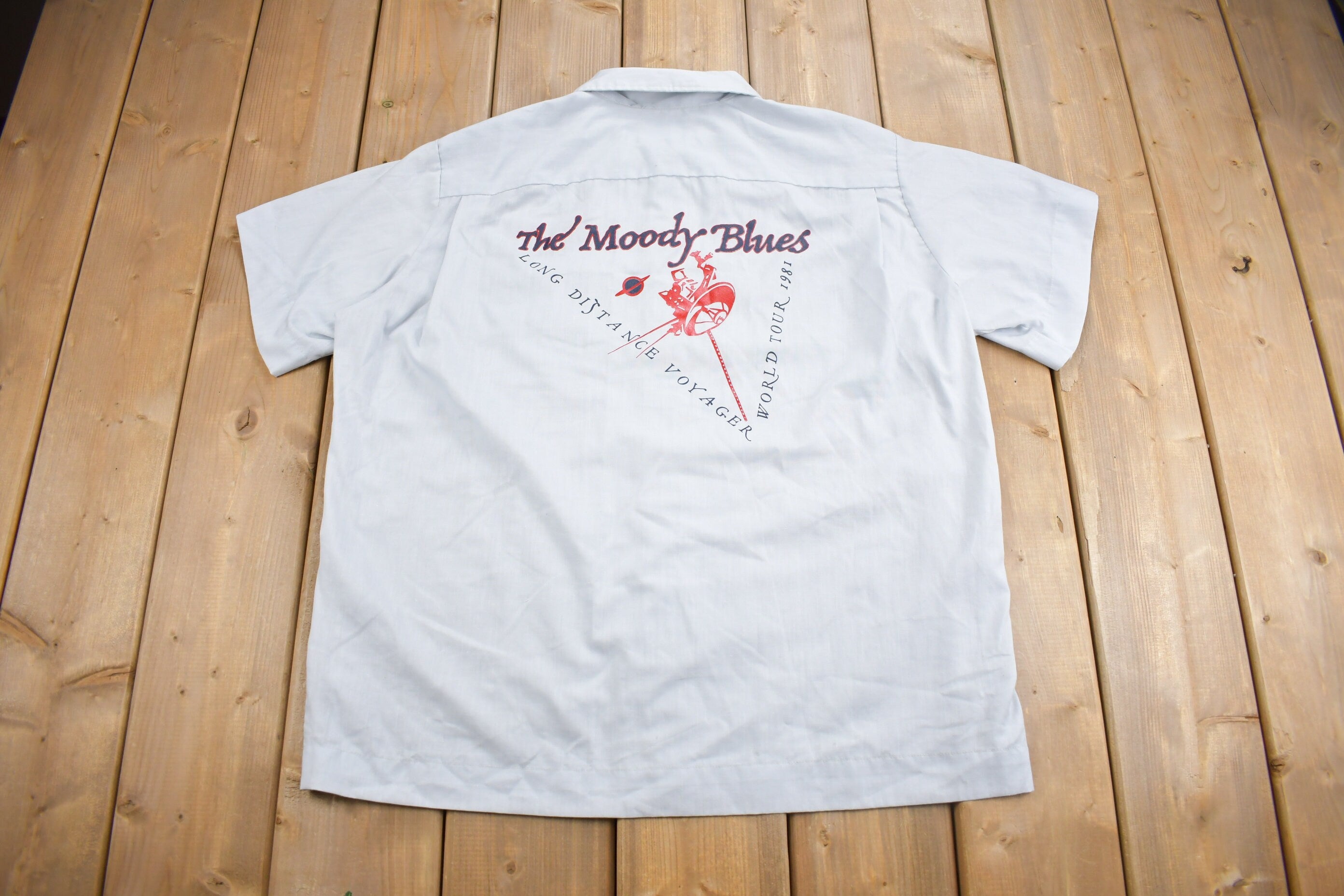 Vintage 1981 The Moody Blues Long Distance Voyager Tour Button Up Shirt