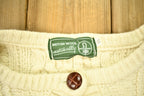 Vintage 1970s Naturally British Wool 3D Cable Knit Button Up Sweater