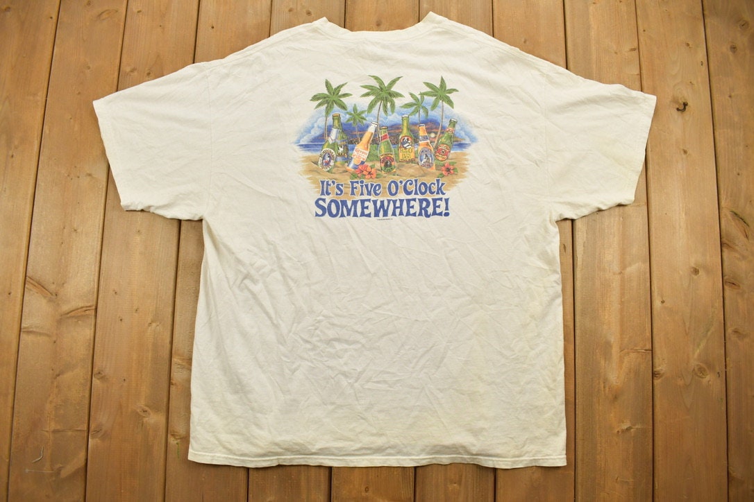 Vintage Big Dogs "Five O'Clock Somewhere" Funny Graphic T Shirt