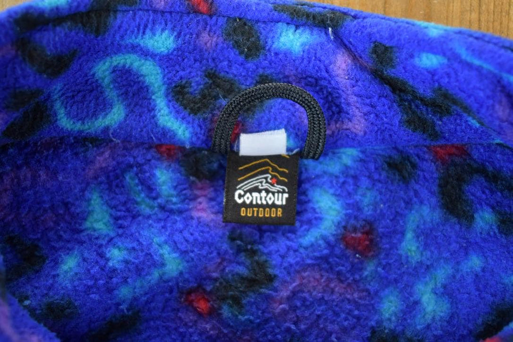 Vintage 1990s Contour Outdoors AOP Neon Abstract Pattern 90s Fleece Sweater