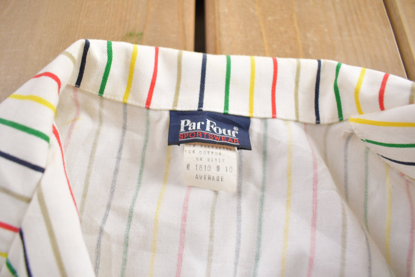 Vintage 1980s Par Four Sportswear Striped Collared Shirt / Buttonless / True Vintage / Golf Shirt / Casual Shirt / Made In USA