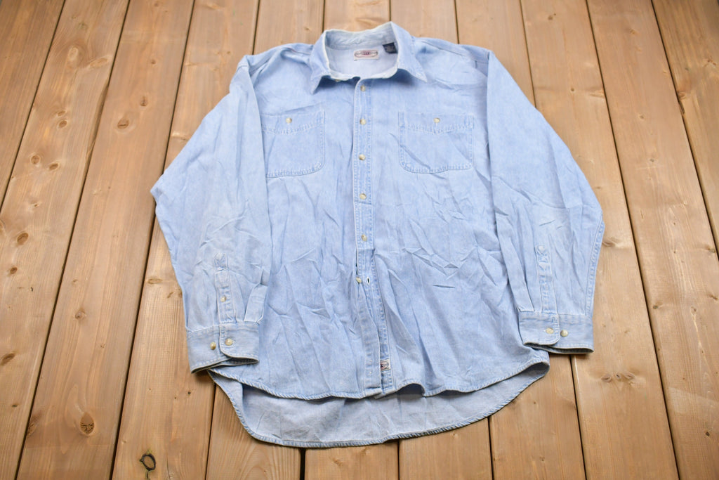 Vintage 1990s Denim Button Up Shirt  1990s Button Up  Vintage Denim  Casual Wear  Workwear  Jean Button Up