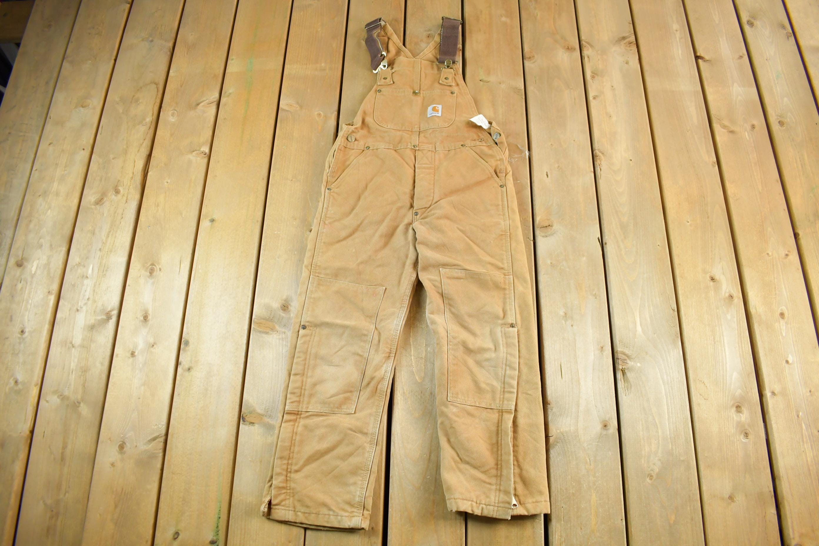 Vintage 1990s Carhartt Double Knee Canvas Overalls Youth Size 30 x 23
