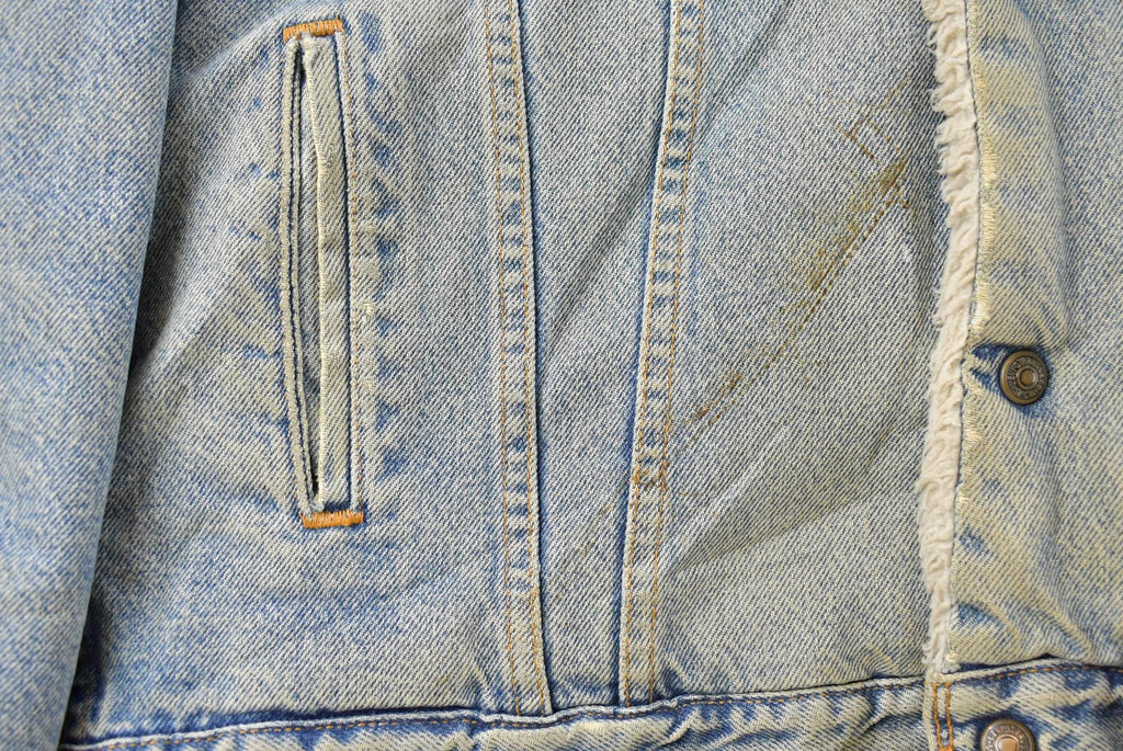 Vintage 1990s Levi's Sherpa Lined Denim Jean Trucker Jacket Men's Medium / Vintage Denim / Streetwear / Levi's Red Tab / Distressed
