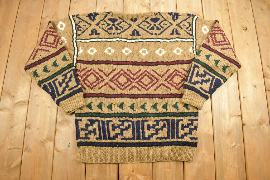 Vintage 1990s Preswick & Moore Knitted V Neck Sweater