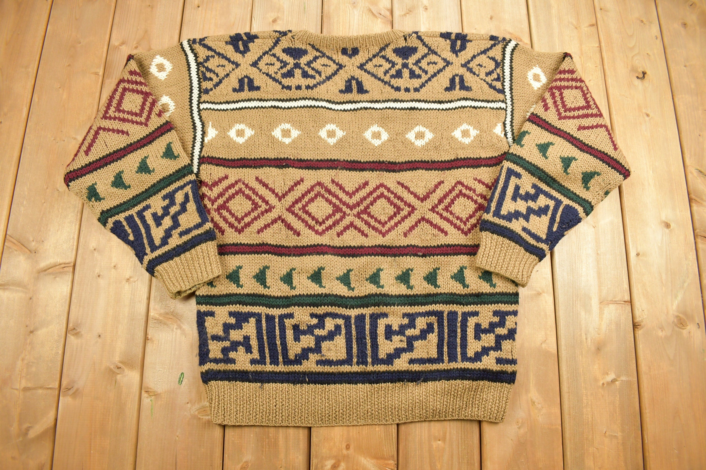 Vintage 1990s Preswick & Moore Knitted V Neck Sweater