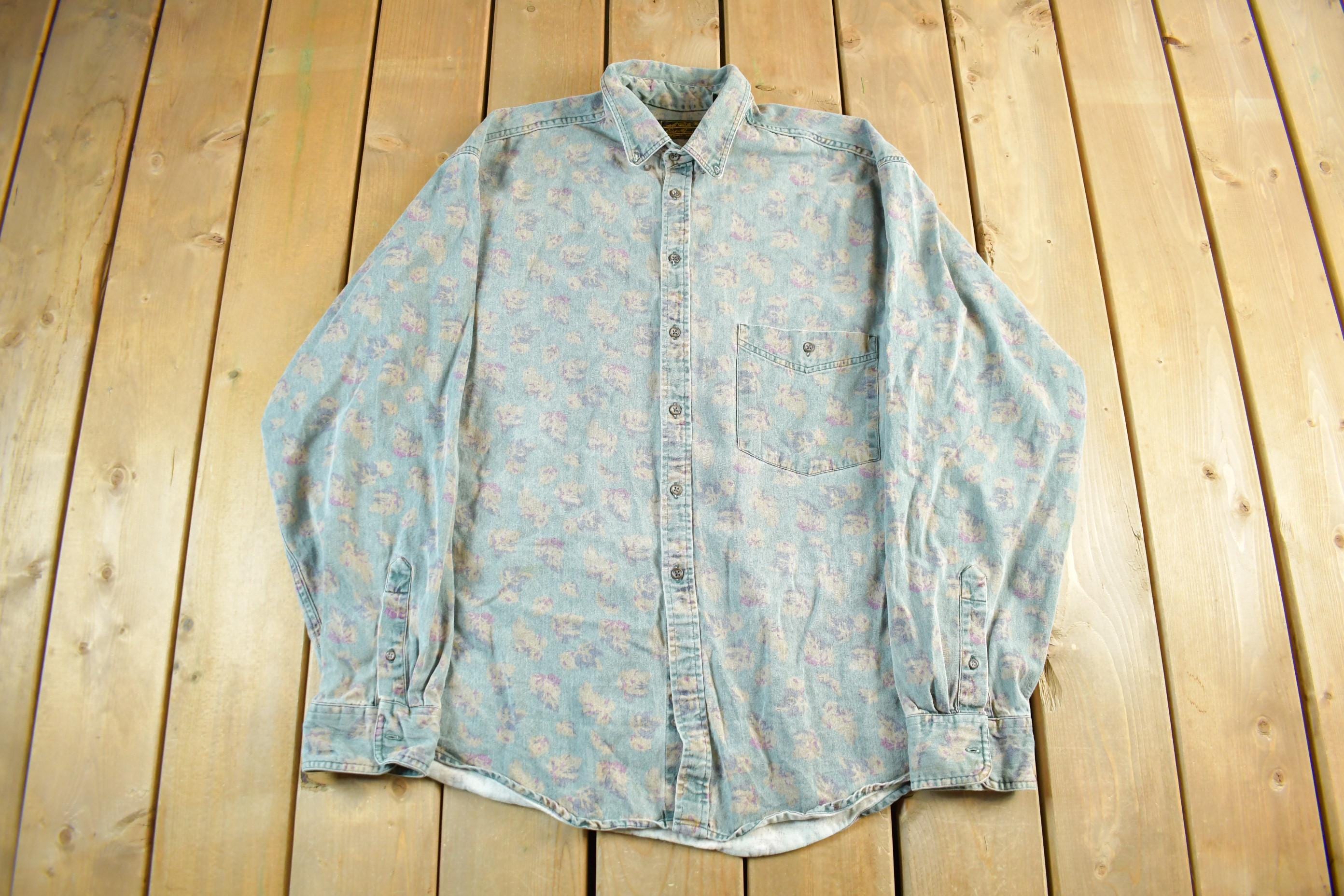 Vintage 1990s Eddie Bauer Floral Button Up Shirt Men's XL