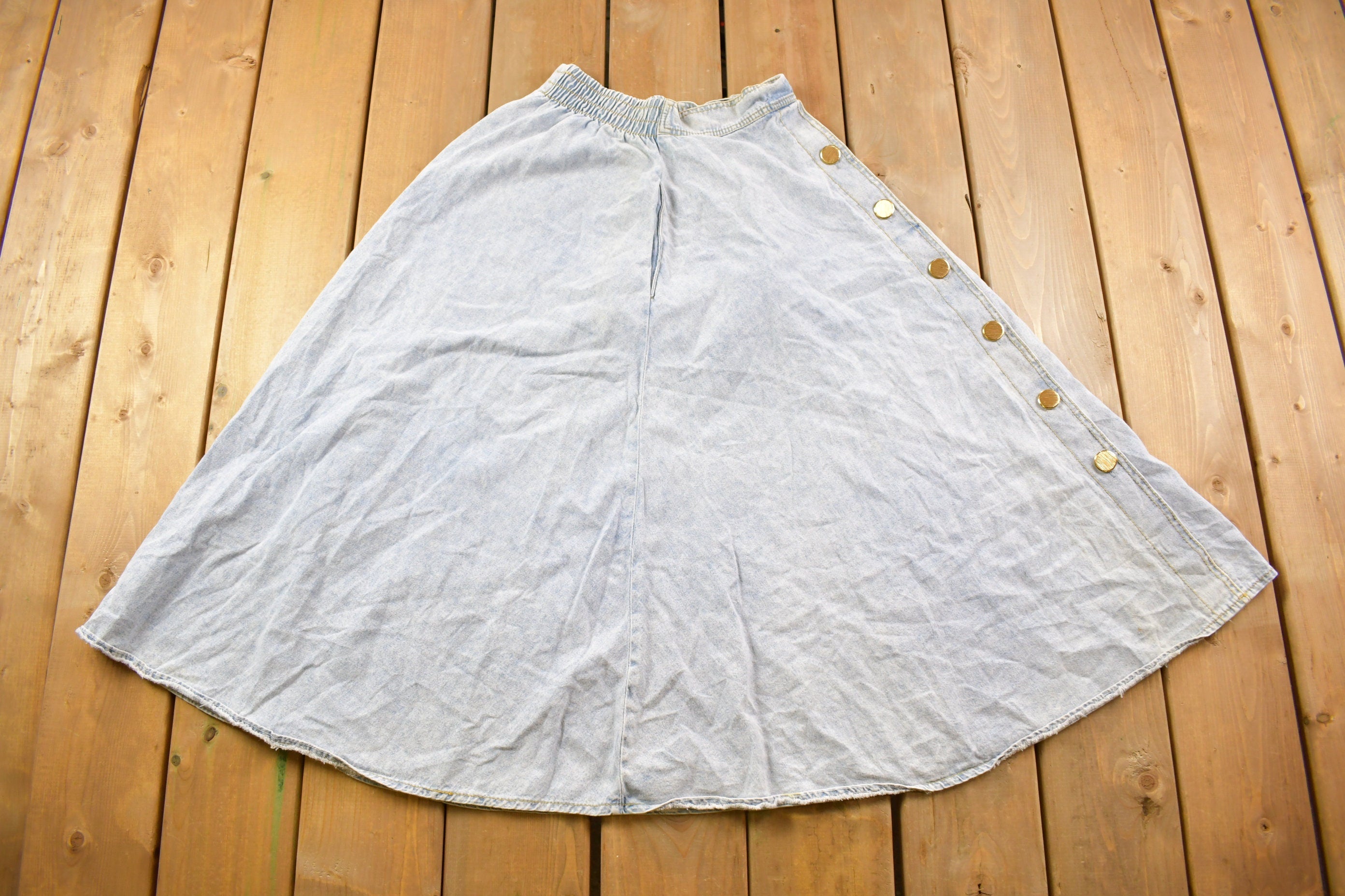 Vintage 1990s Denim Skirt & Shirt Set Size 7