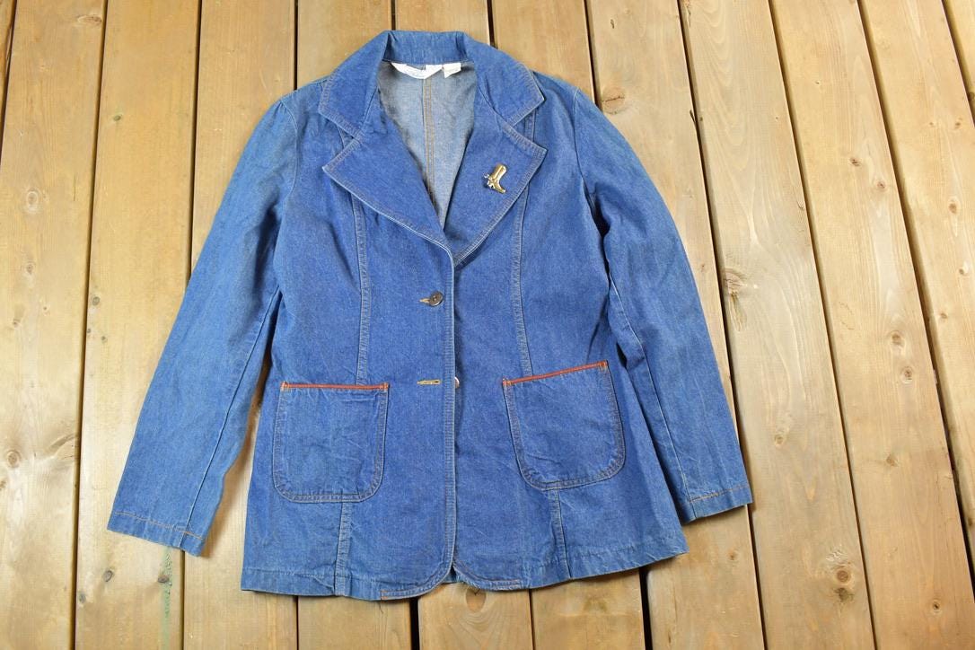 Vintage 1970s Sears Fashions Womens Western Jean Jacket Made In USA