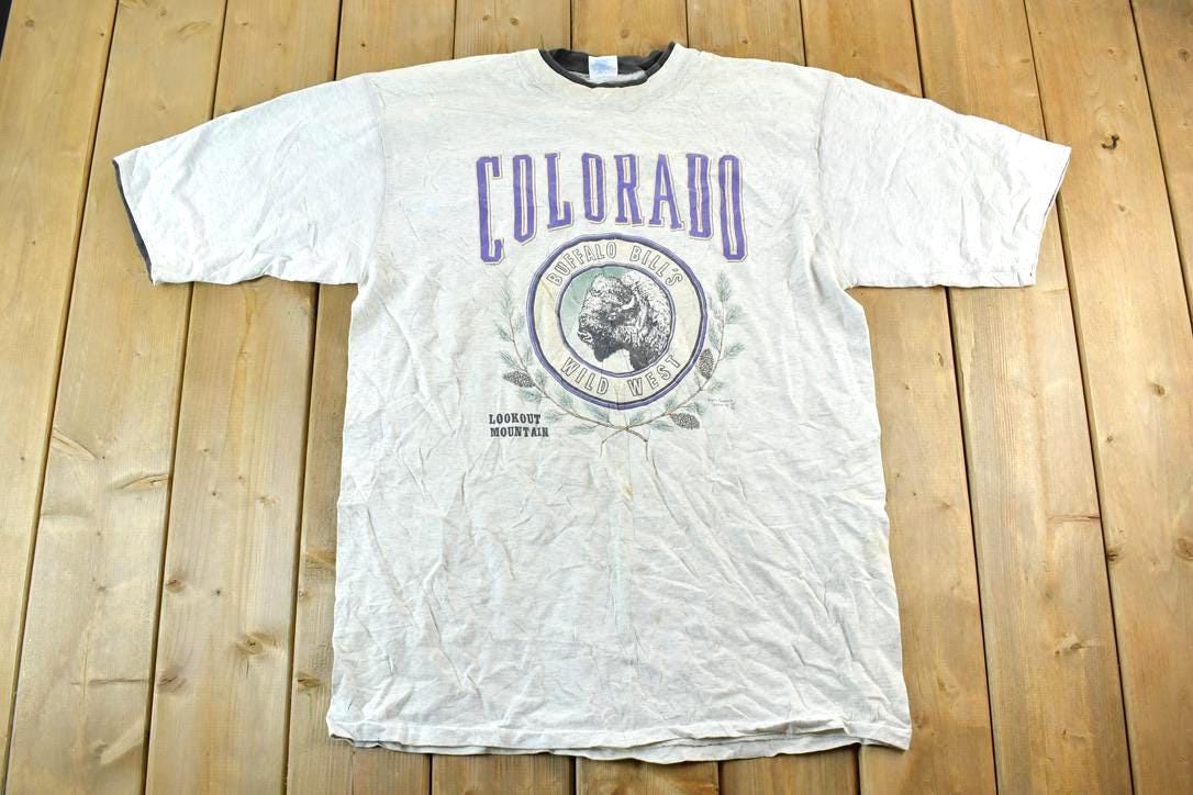 Vintage 1990s Colorado Buffalo Bills Double Sleeve Outdoors T-Shirt