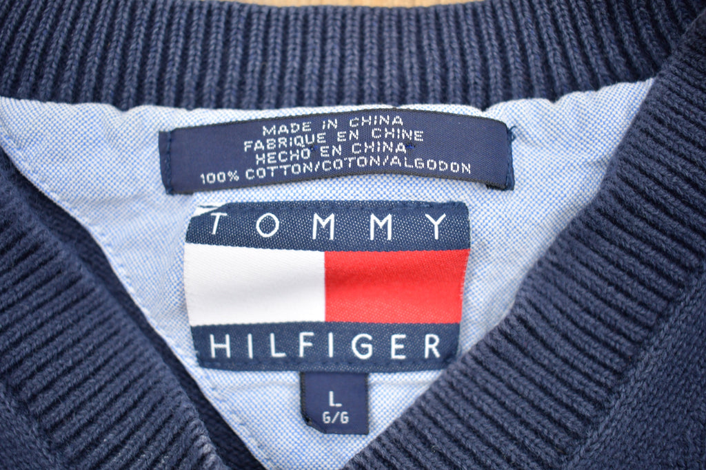 Vintage 1990s Tommy Hilfiger Embroidered Striped Knitted Sweater