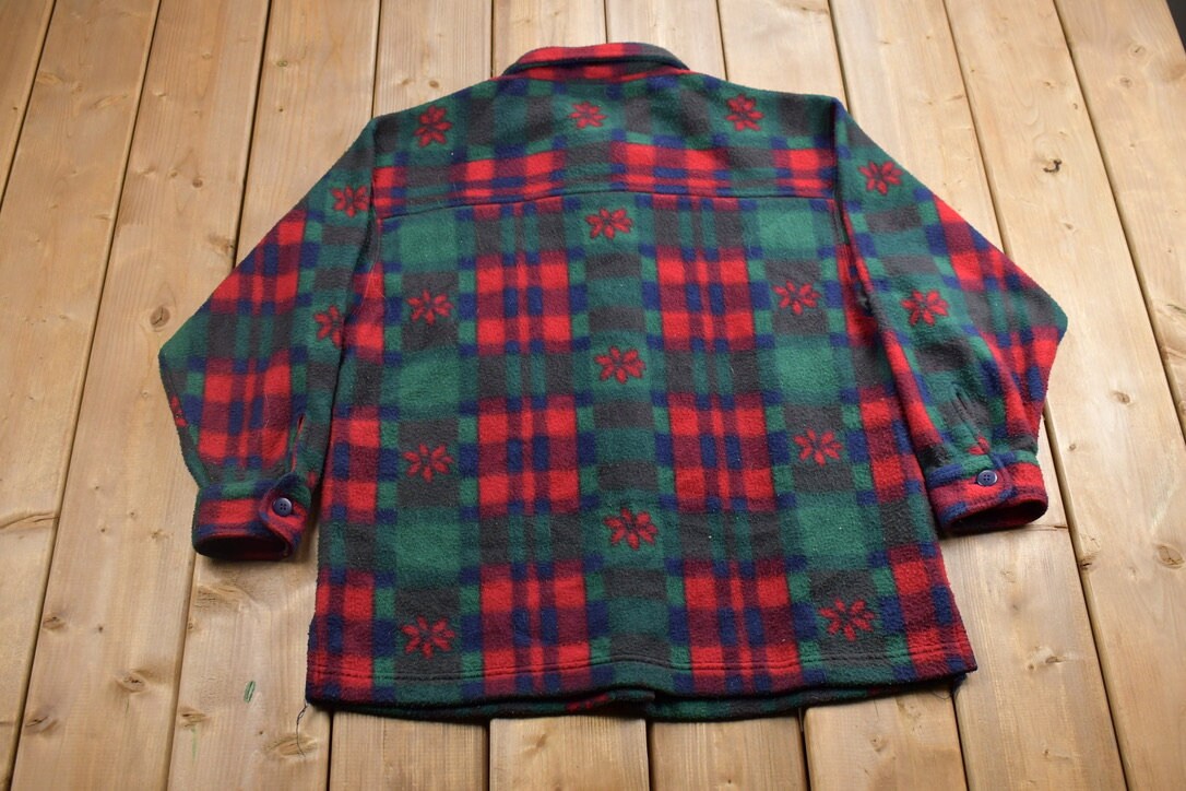 Vintage 1990s North Crest Plaid Fleece Sweater
