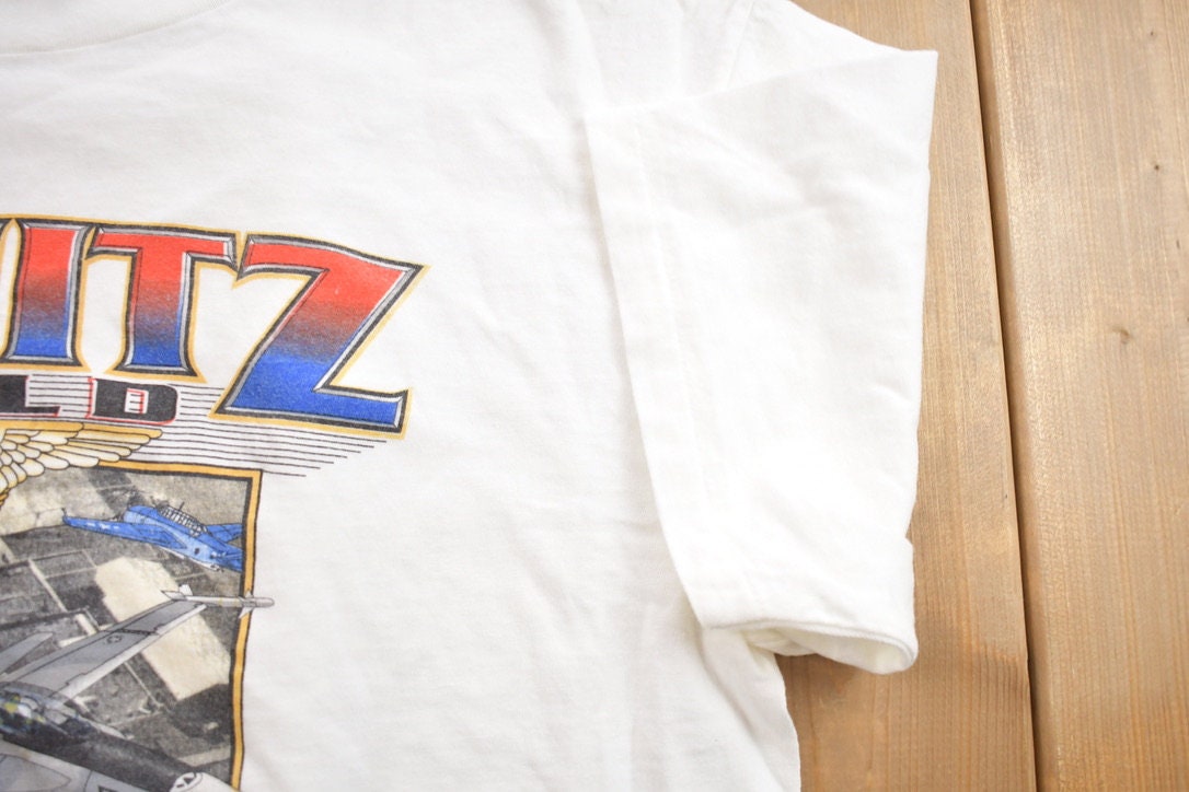 Vintage 1990s Nimitz Field 1940-1997 Fighter Jet Graphic T-Shirt