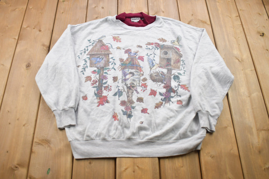 Vintage 1990s Basic Editions Birdhouse Crewneck Sweatshirt