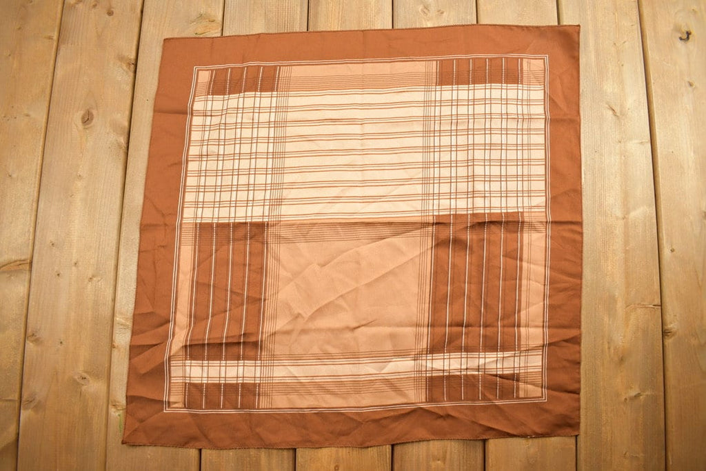 Vintage 1980s Geometric Abstract Plaid Pattern Scarf