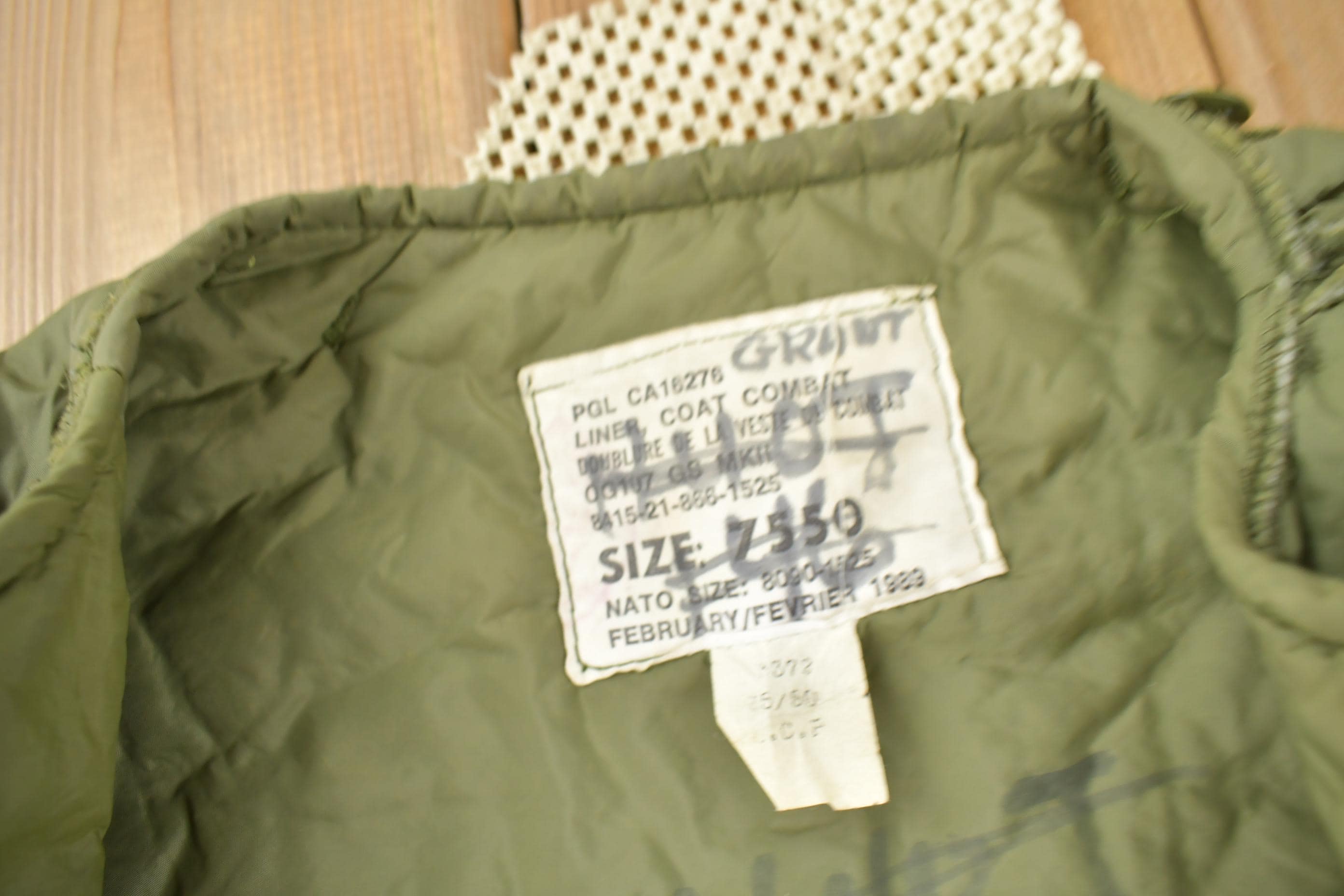 Vintage 1989 Military GS MK Og-107 Combat Jacket Liner
