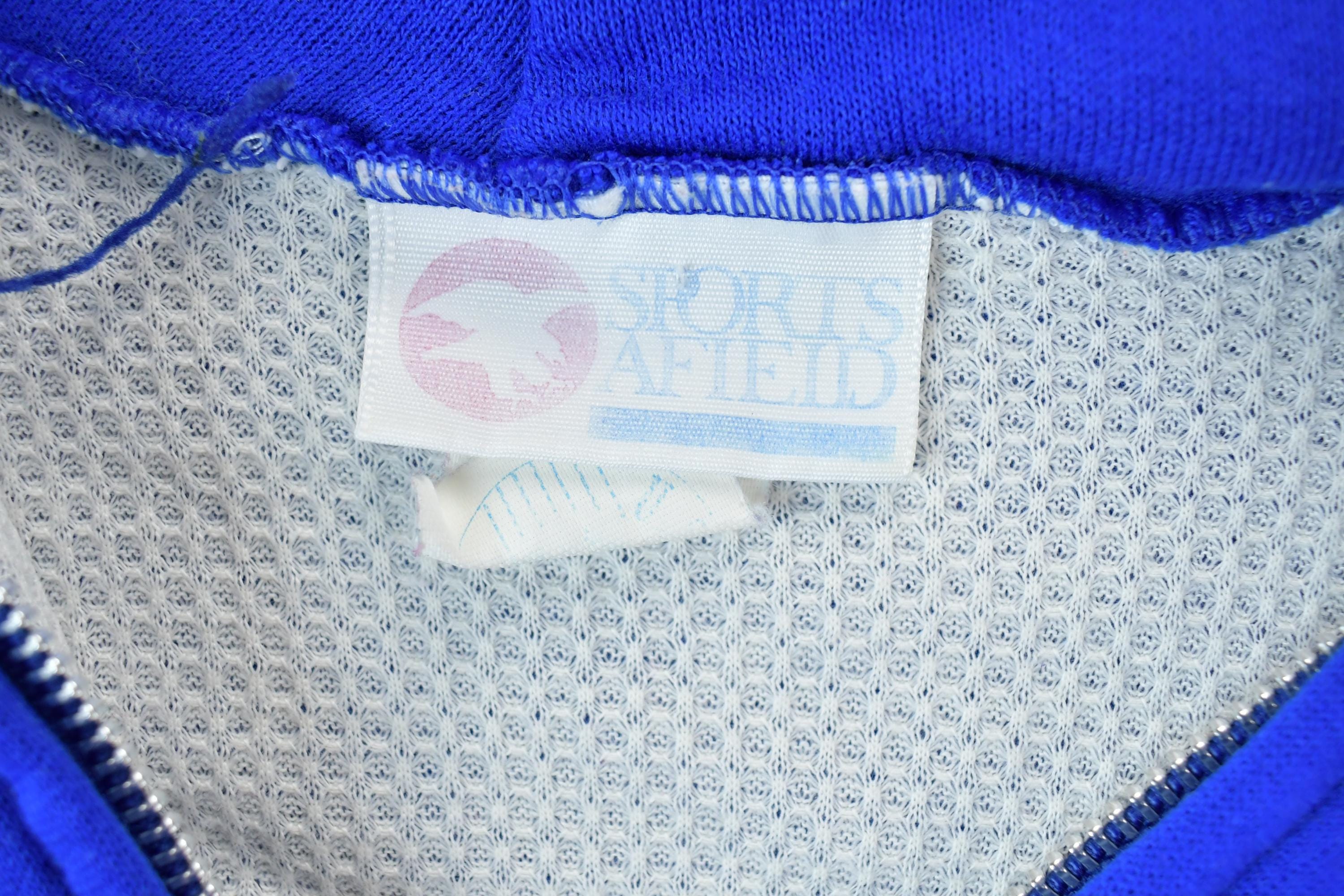 Vintage 1990s Blank Blue Sports Afield Full Zip Hoodie