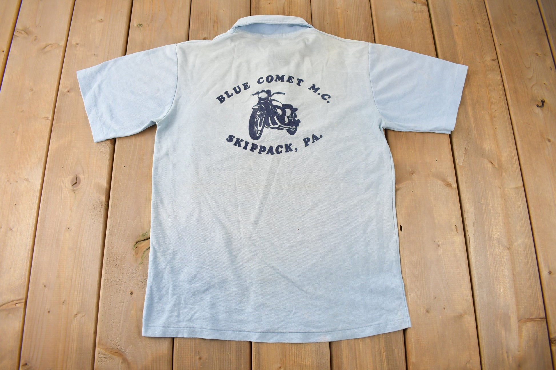 Vintage 1980s Blue Comet M.C. Skippack Quarter Button Polo Shirt Size Small