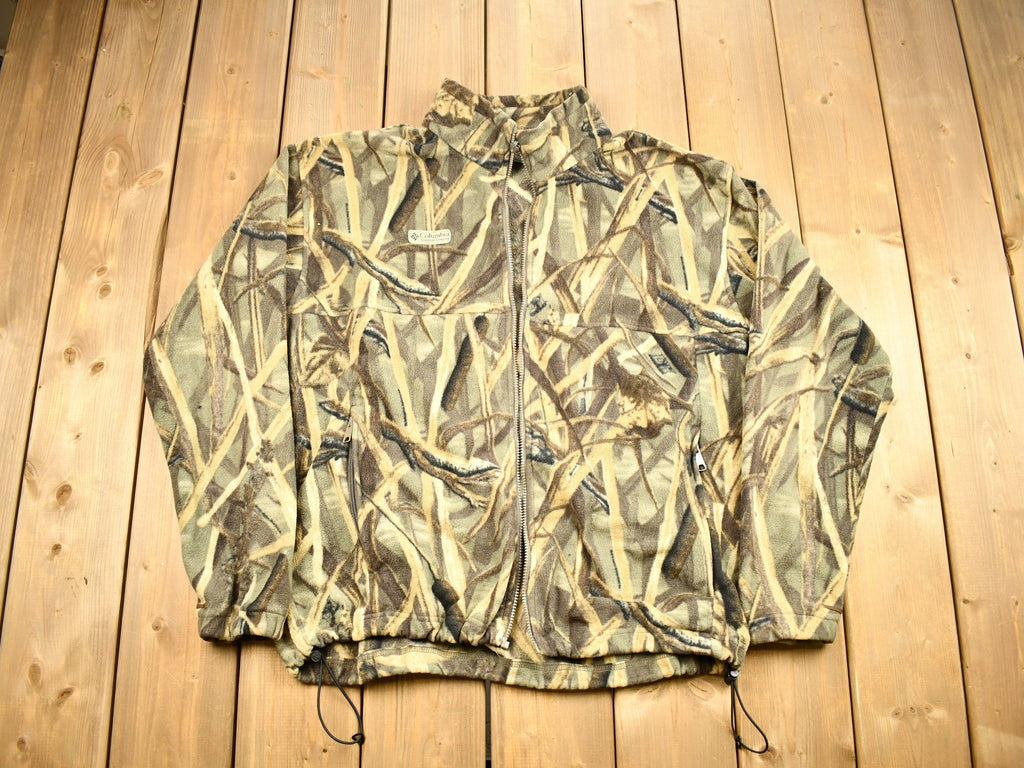 Vintage 1990s Columbia Sportswear Tree Camo Fleece Sweater