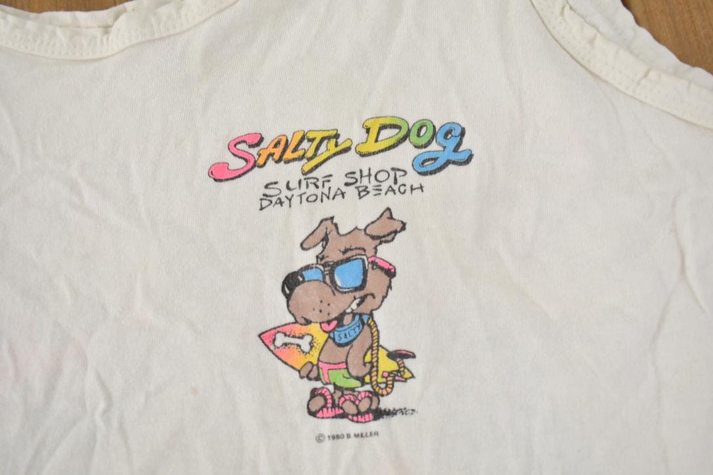 Vintage 1990 Salty Dog Surf Shop Daytona Beach Single Stitch Graphic Tank Top Shirt Made In USA
