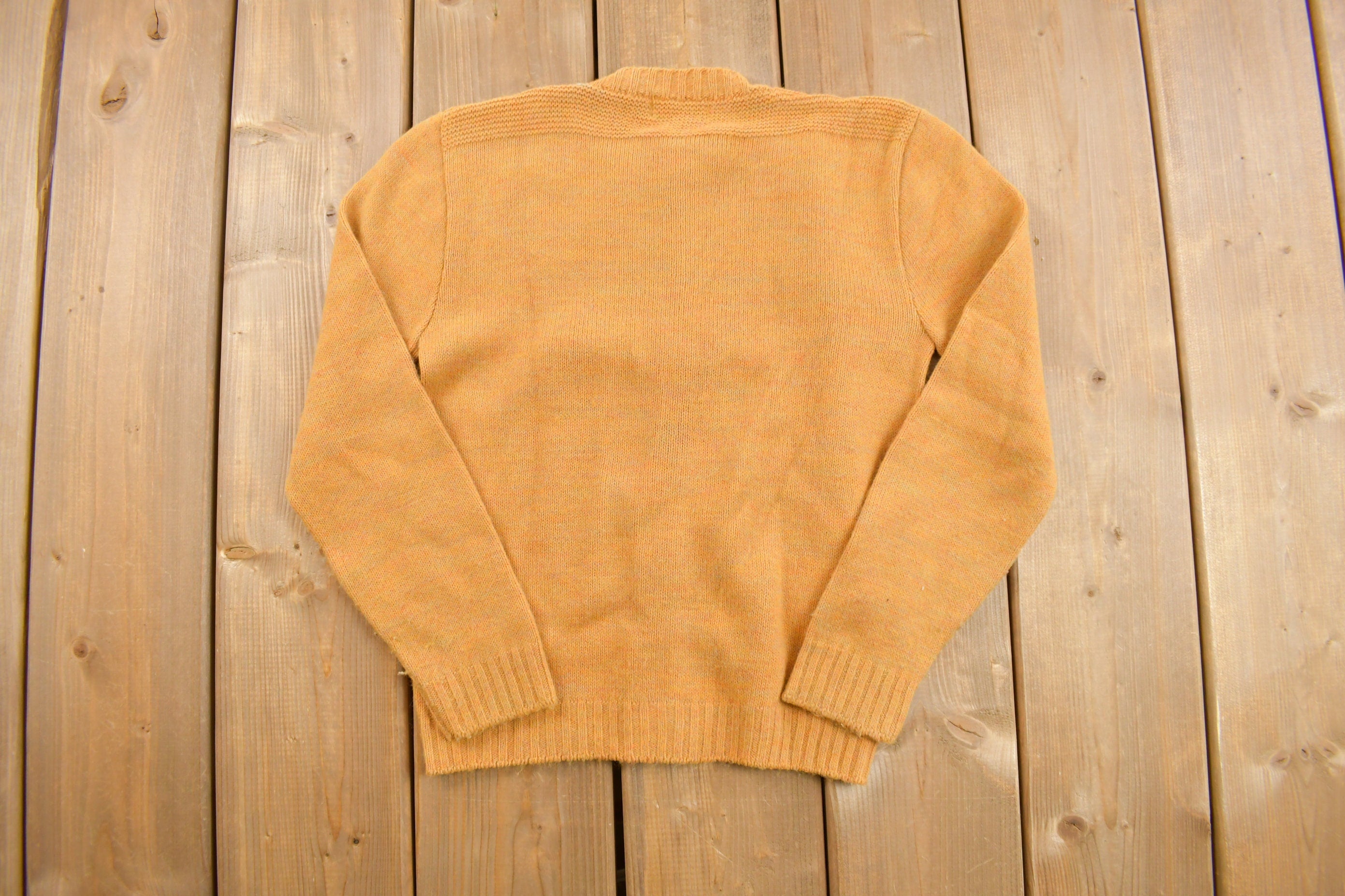 Vintage 1960s Sears Knit Cardigan Sweater  Made In USA  Vintage Cable Knit  Abstract Knit Crewneck
