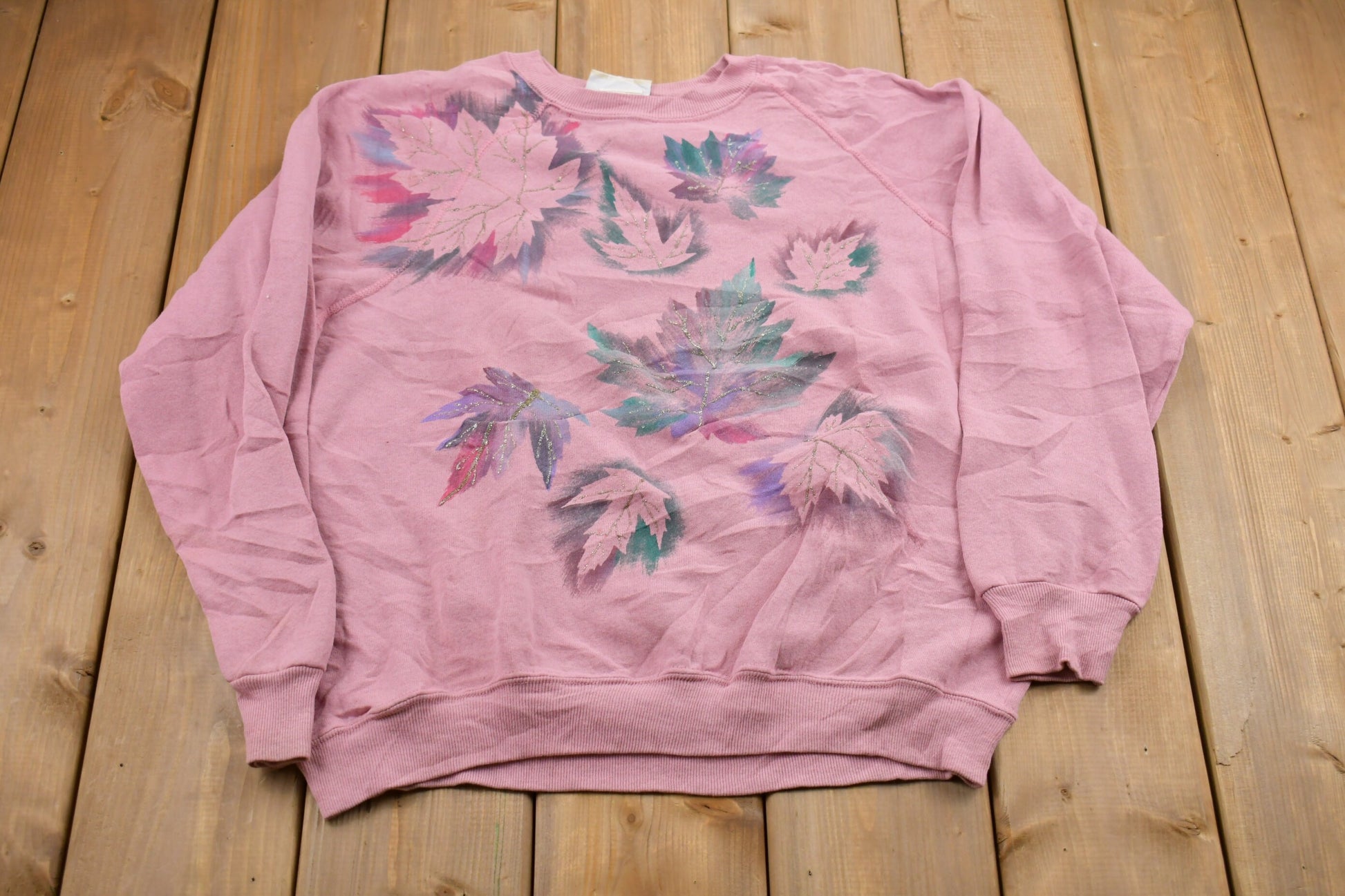Vintage 1980s Rides Made In USA Fall Leaves Crewneck Sweatshirt