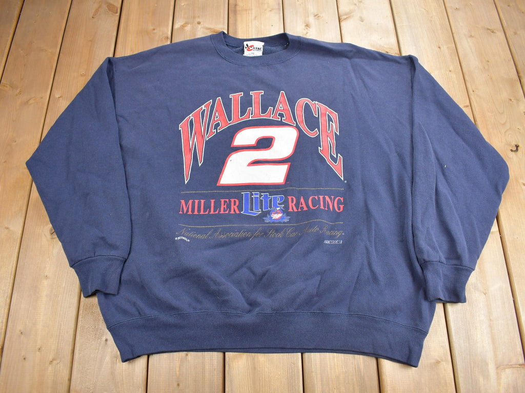 Vintage 1990s Rusty Wallace Miller Lite Racing Graphic Crewneck Sweatshirt