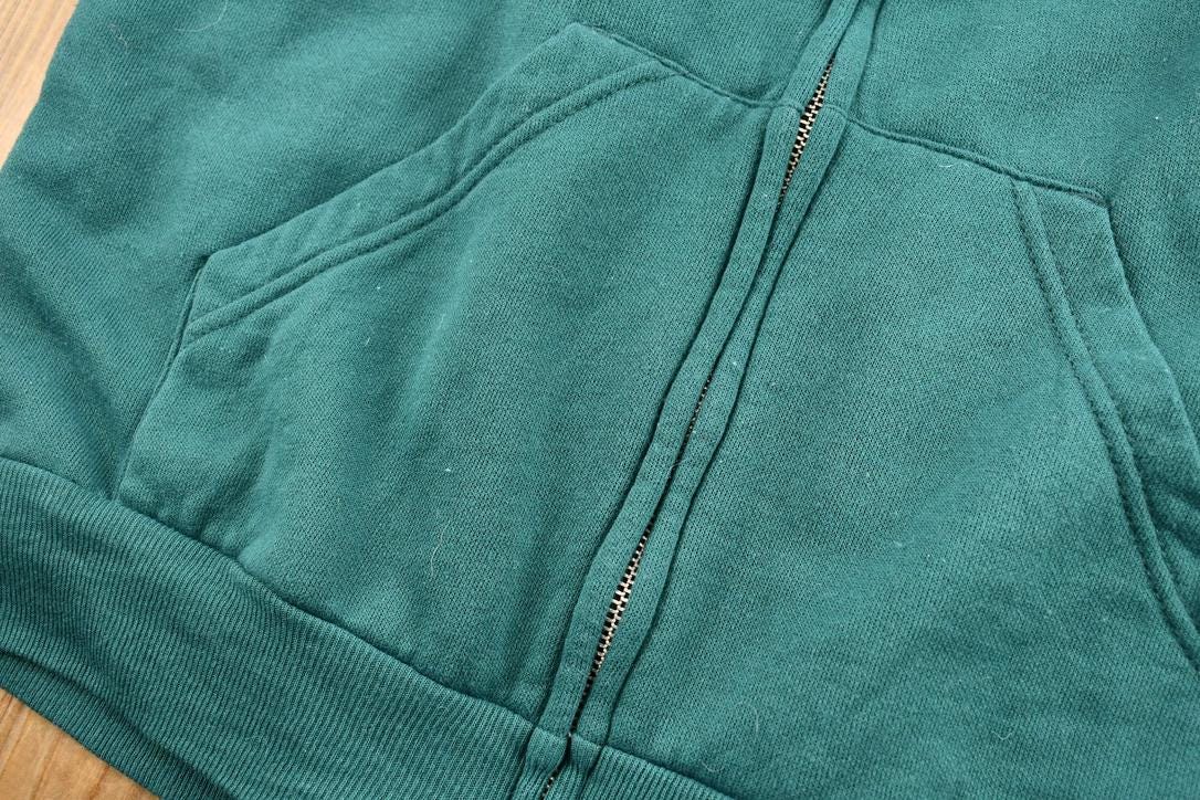 Vintage 1990s King Louie Emerald Green Blank Zip Up Hoodie